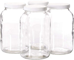 4 Pack- 1 Gallon Mason Jar - Glass Jar Wide Mouth with Airtight Foam Lined Plastic Lid - Safe Mason Jar for Fermenting Kombucha Kefir - Storing and Canning- By Kitchentoolz