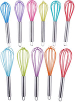 TEEVEA  8 and 10 Inch Silicone Whisk, 2-Pack Balloon Egg Dough Whisk Set Solid Color (Random Color Sent)