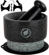 Marble Mortar and Pestle Set - [5.5 Inch, 17 Oz] Unique Double Sided - Pestle and Mortar Bowl Solid Stone Grinder - Guacamole Mortar and Pestle Large - INCLUDED: Silicone Lid/Mat and Spoon