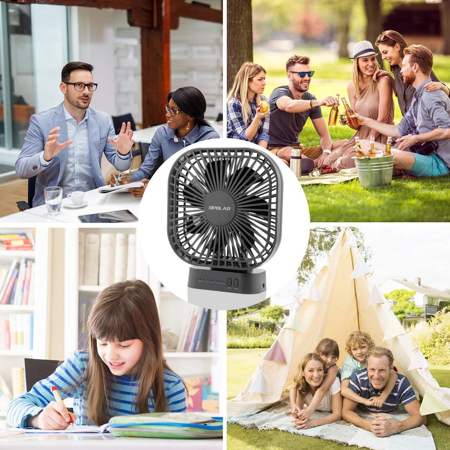 OPOLAR Battery Operated Fan, 5200mA Rechargeable Battery Powered Fan ...