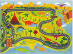 KC Cubs Playtime Collection Dinosaur Dino Safari Road Map Educational Learning & Game Area Rug Carpet for Kids and Children Bedrooms and Playroom (5'0" x 6'6")