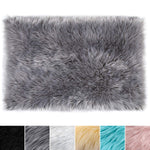 PAGISOFE Soft Faux Sheepskin Fluffy Rugs for Bedroom Kids Room, High Pile Faux Fur Area Rug Bedside Floor Carpet Photography, 3x5 Feet Rectangular Grey